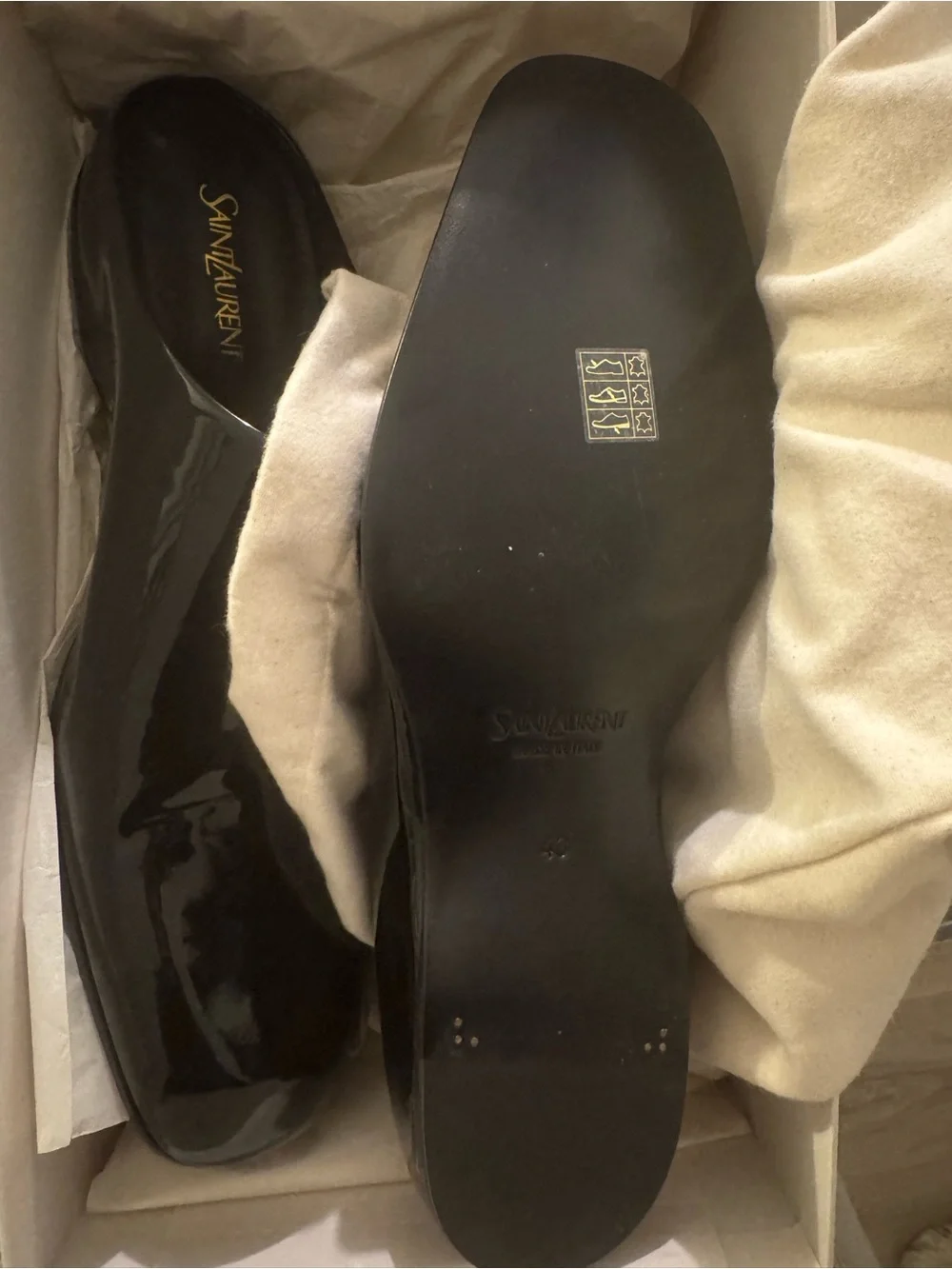Yves Saint Laurent Men's Black Patent Slip-On Mules